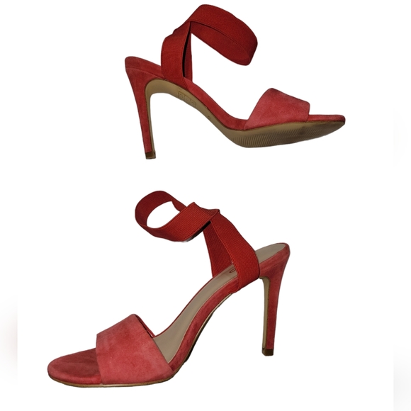 Aldo red Coicia suede and  elastic ankle strap 4" heels holiday - Picture 3 of 7